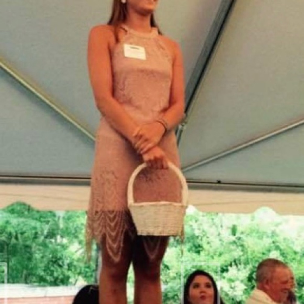 Dusty Pink Lace Midi Cocktail Dress